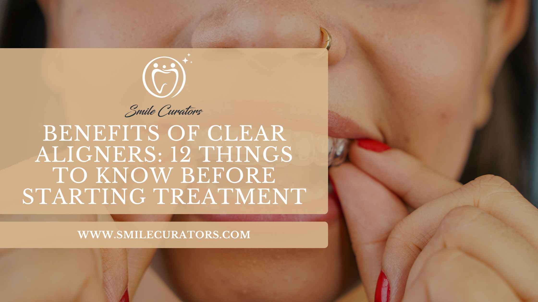 Person inserting a clear aligner tray before orthodontic treatment, highlighting the benefits of clear aligners for teeth straightening.